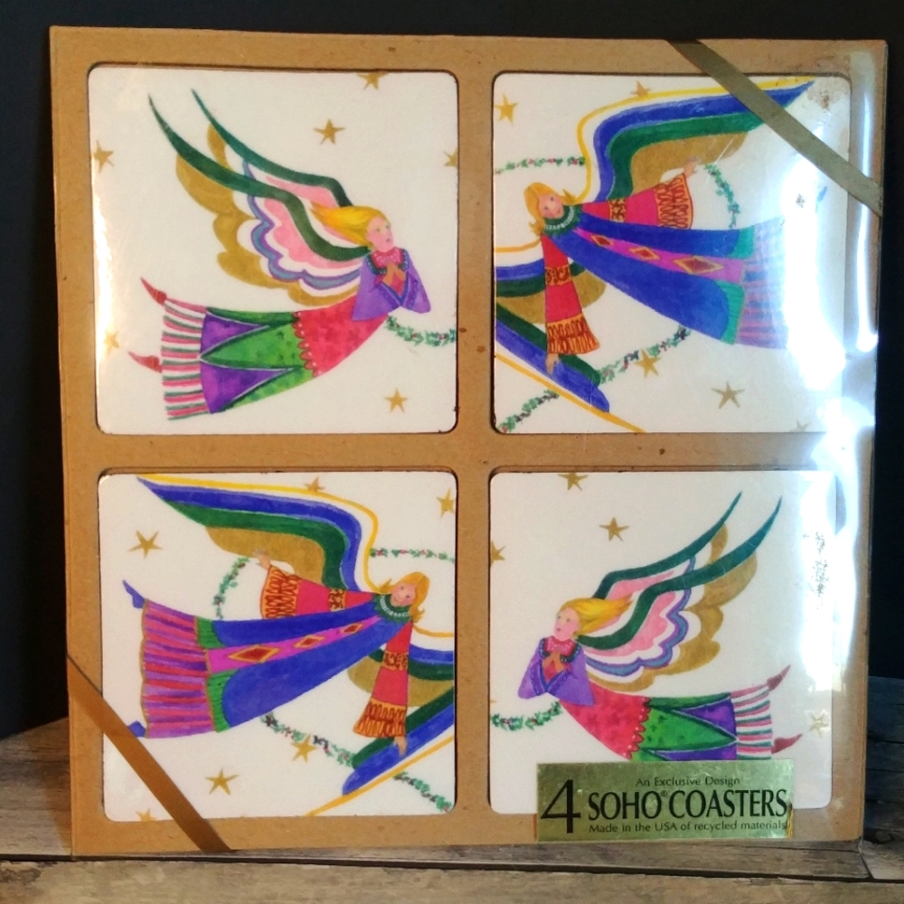 Beautiful Angel Coasters Set of 4 New in Box